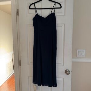 Abercrombie & Fitch Navy Midi Dress with Spaghetti Straps